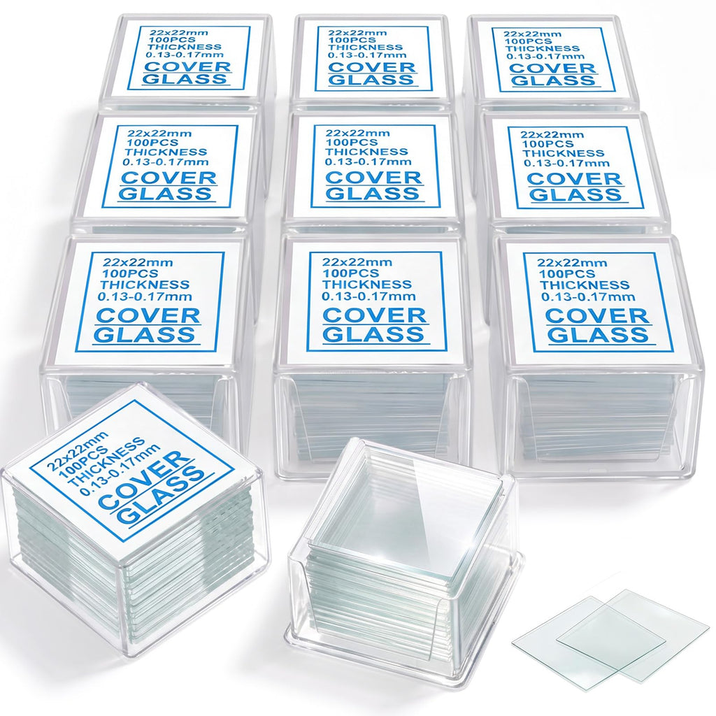 1000 Pcs Microscope Cover Slips 22 x 22 mm, 0.13-0.17mm Thick
