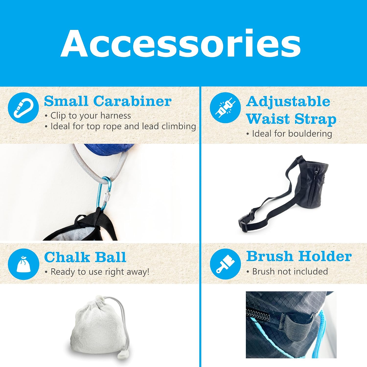 Chalk Bag + Ball for Rock Climbing, Bouldering, Top Rope | Climb On