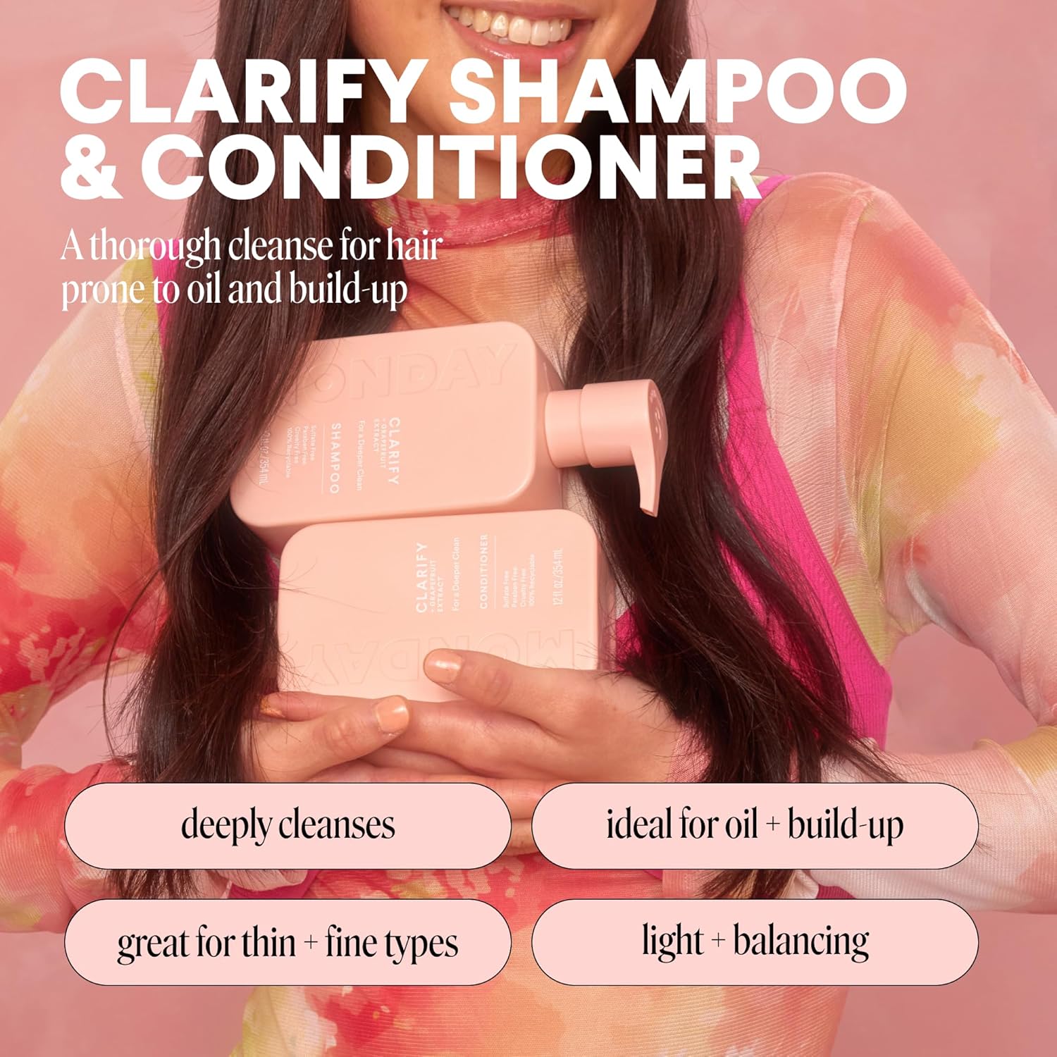Clarify Shampoo and Conditioner Set 12 oz for Oily Hair Made with Grapefruit Extract, Coconut Oil, Shea Butter