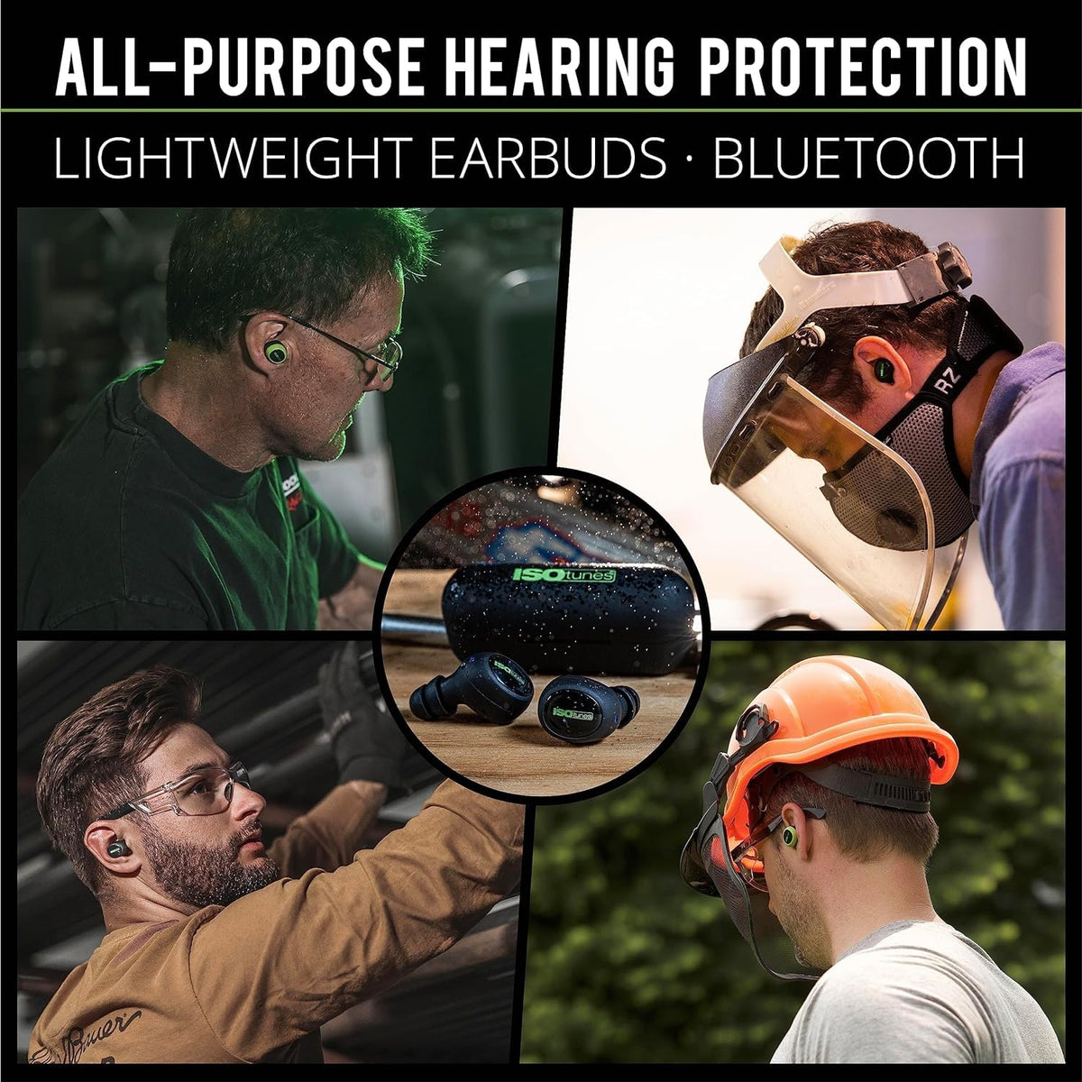 Free 2.0 Bluetooth Hearing Protection, OSHA Compliant Work Earbuds