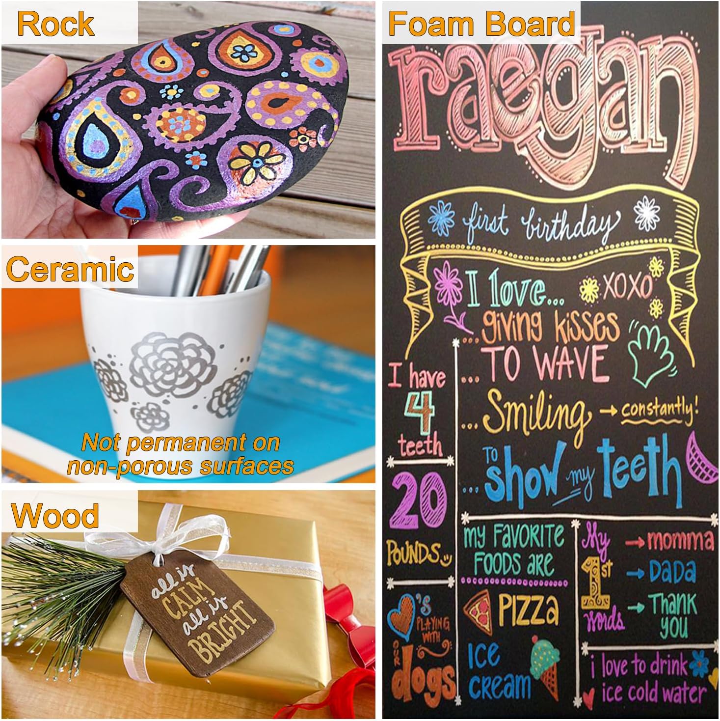 Metallic Markers Fine Point Metallic Marker Pens for Black Paper, Rock Painting, Easter Egg, Halloween Pumpkin, Card