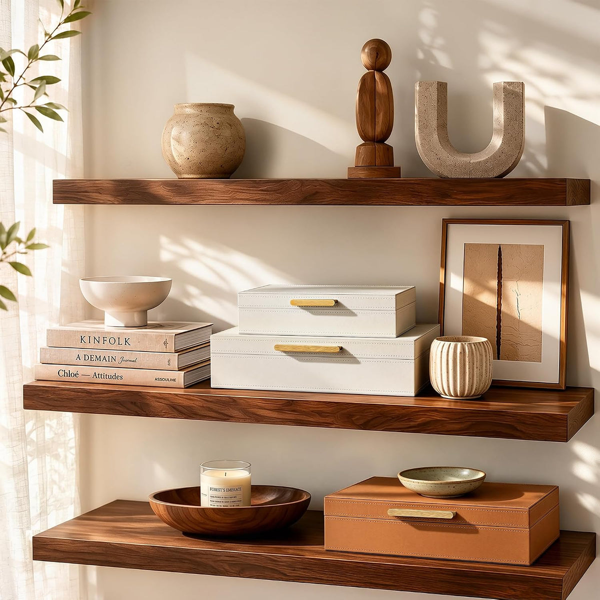 Decorative Storage Boxes with Lids, PU Leather Bins, Ivory White