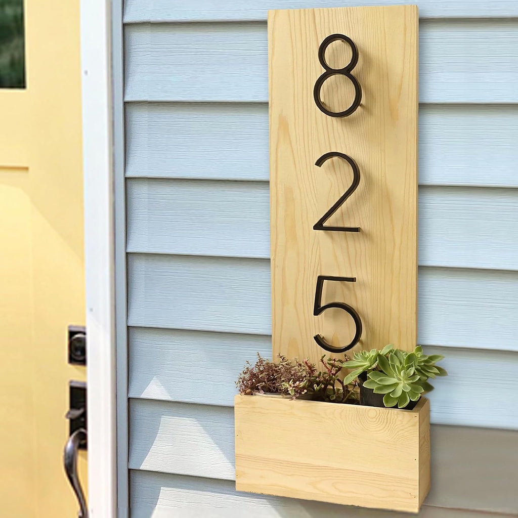 Floating House Number Sign: 5 inch Modern Door Signage - Striking for Street Home Address Numerals (5, Black)
