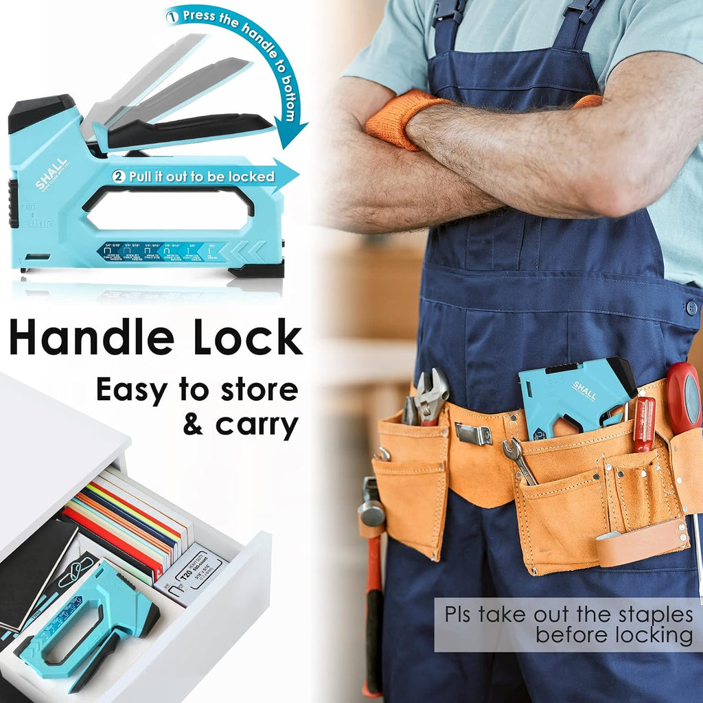 6-in-1 Staple Gun Heavy Duty - Upholstery Stapler Nail Gun with 4000 Counts Staples, Manual Brad Nailer with Staple
