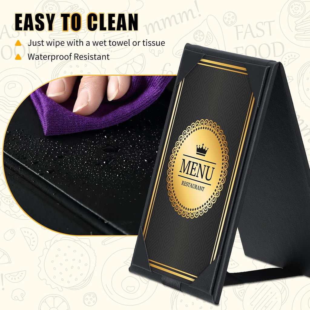 PU Leatherette Table Tents, 6Pcs Double-Sided Menu Holders 5 x 7"
