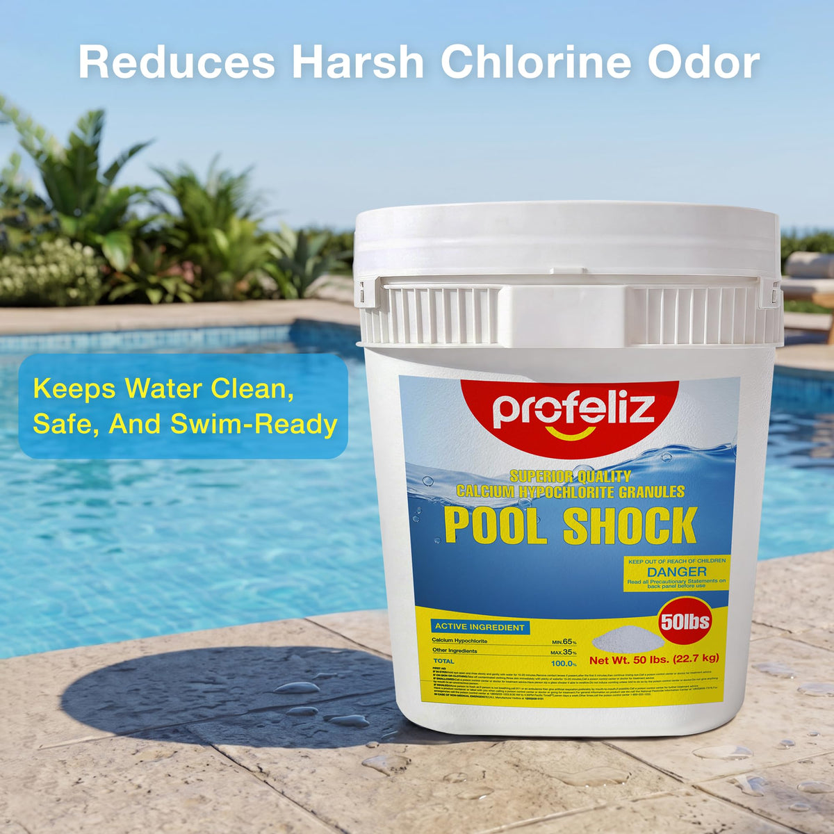 Pool Shock,Prevents Algae & Bacteria,Swimming Pool Chemical,50lb