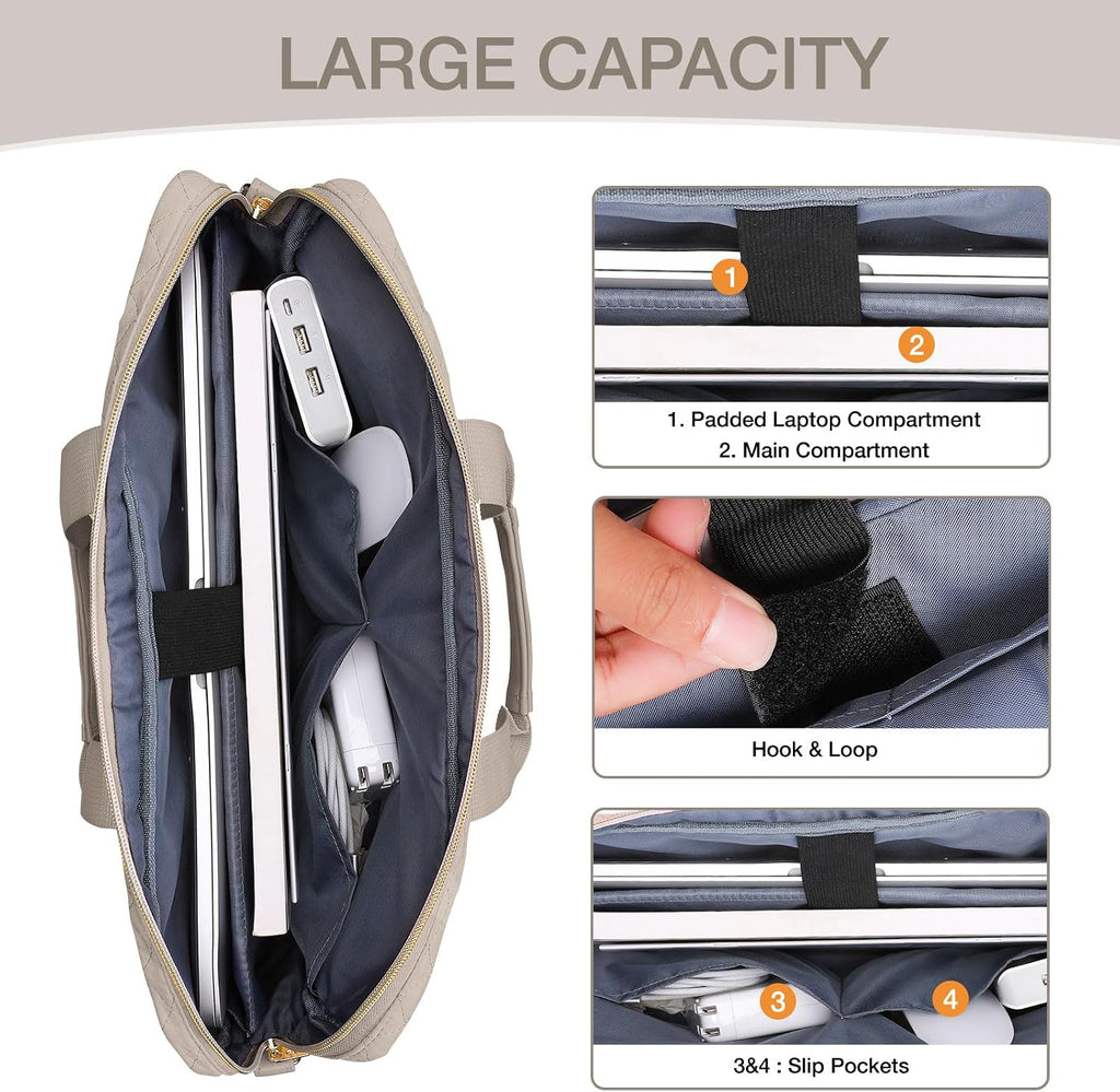 15-16 inch Laptop Bag, Laptop Briefcase Messenger Compatible with MacBook Pro 16/Air 15, HP, Dell, Lenovo, Square