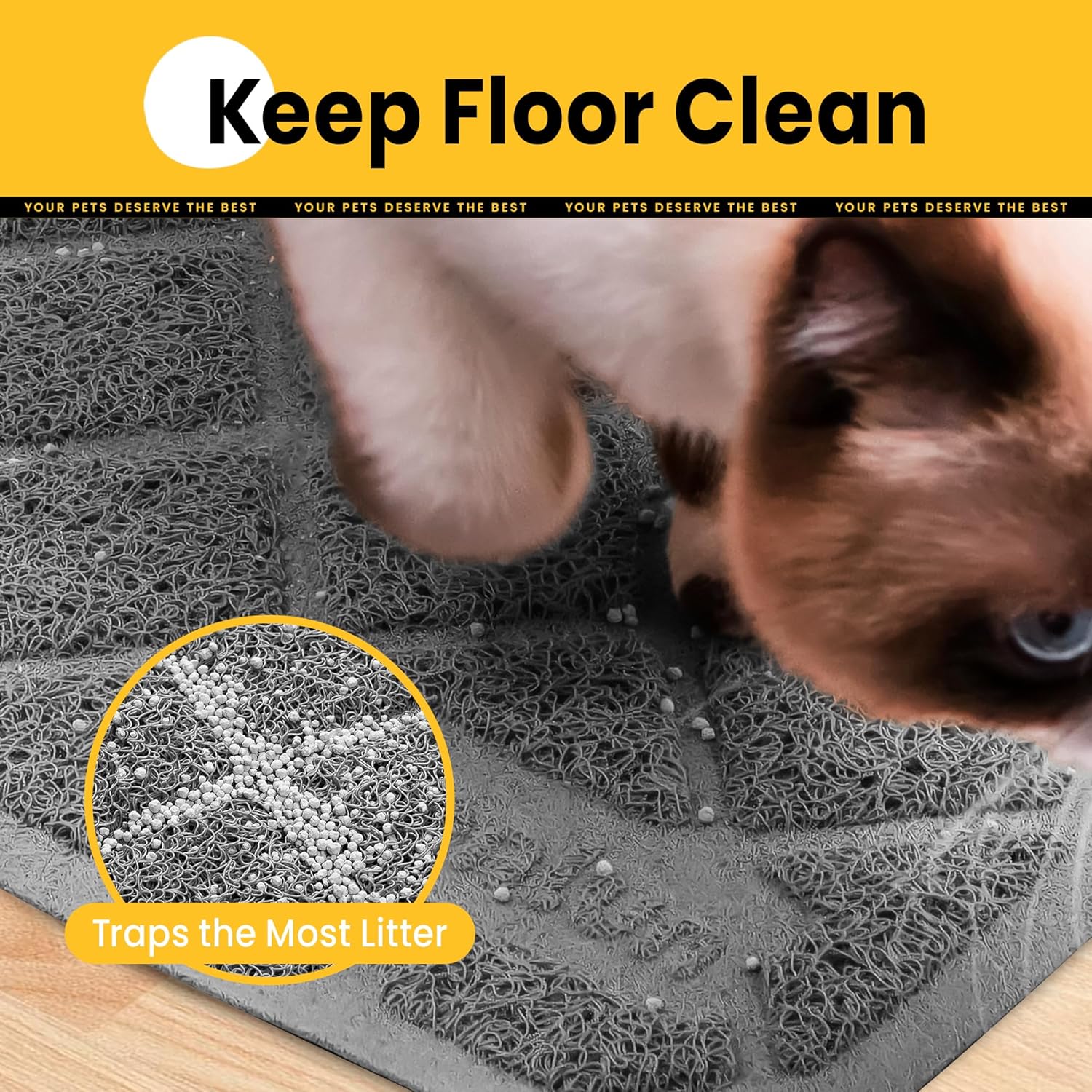 Cat Litter Mat Litter Trapping Mat, Premium Durable PVC Grid Mesh with Scatter Control, Non-slip, Less Waste Cat
