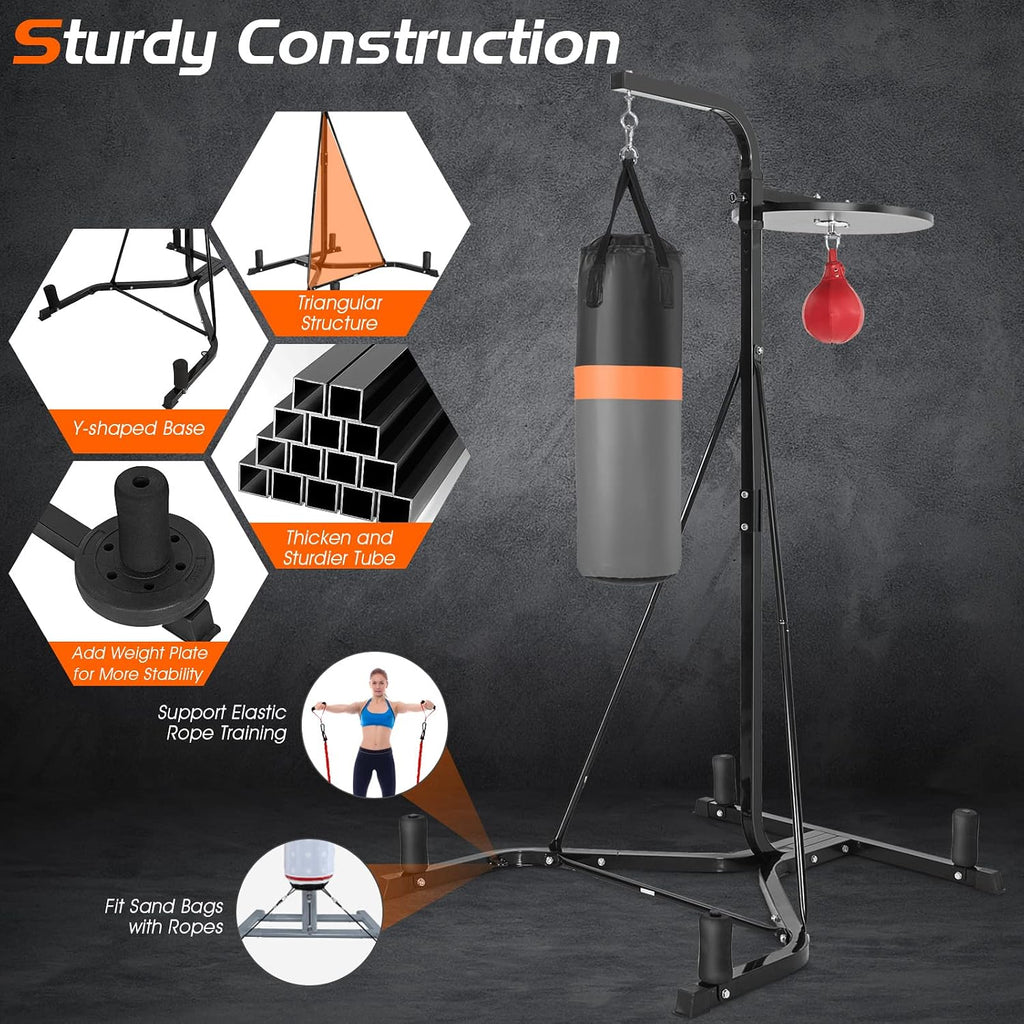 Punching Bag with Stand for Adults, Free-Standing Heavy Bag Stand with Height Adjustable Speed Bag for Boxing