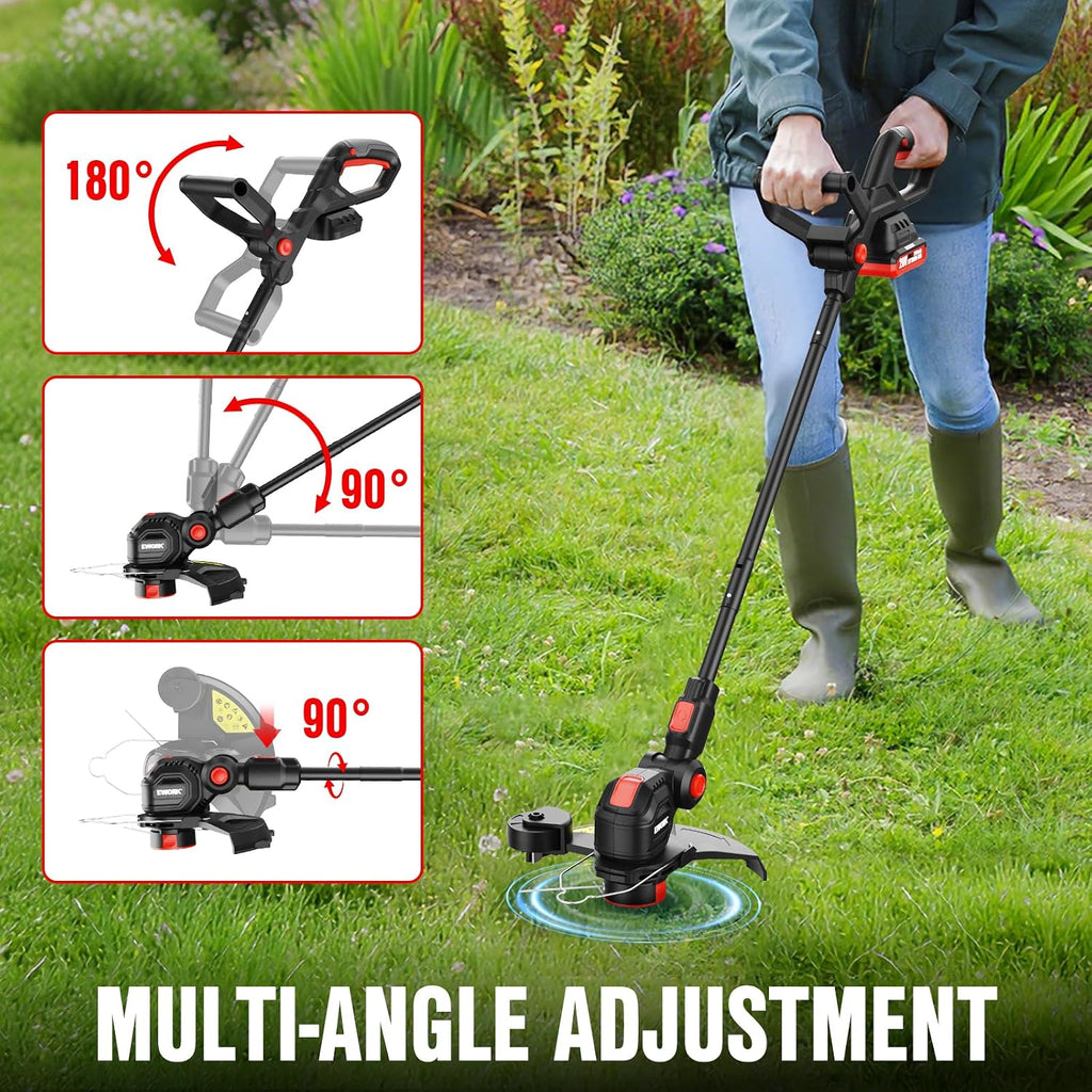 2-in-1 Cordless Weed Wacker & Edger, 20V 12'' Electric Weed Eater | Auto Line Feed, Battery Powered String Trimmer