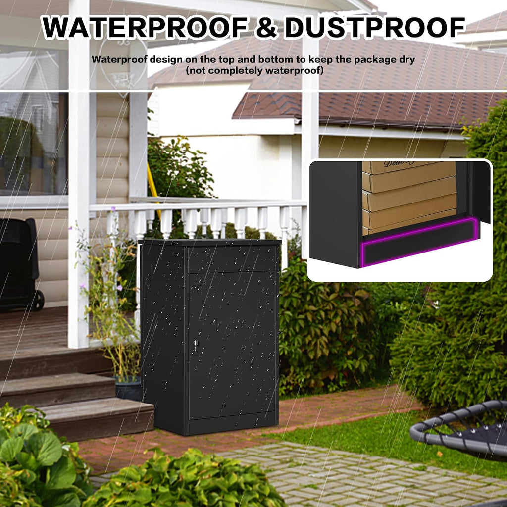 33.5Inch/85CM Express Package Delivery Boxes for Outside, Home Large Space Black Parcel Drop Boxes with Lock