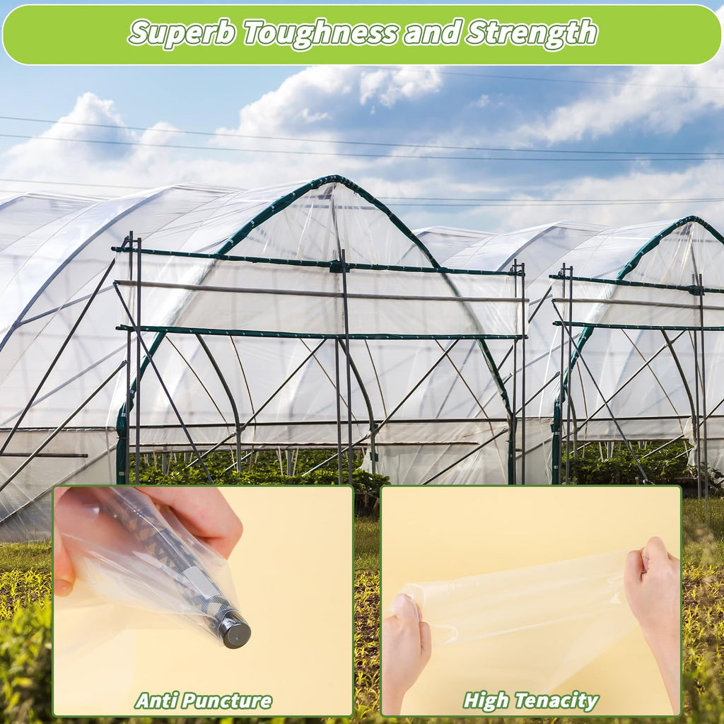 6 Mil Greenhouse Plastic Sheeting, 10 x 50 FT Clear Polyethylene Film