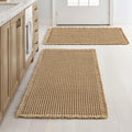 Set of 2 Waffle Bathroom Rugs Boho Bath Mat Brown 18x30 Inch | Non Slip, Super Absorbent, Washable, Ultra Soft