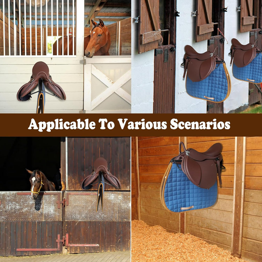Saddle Rack with Pad Bar for Horse, Heavy Duty Wall Mounted Saddle