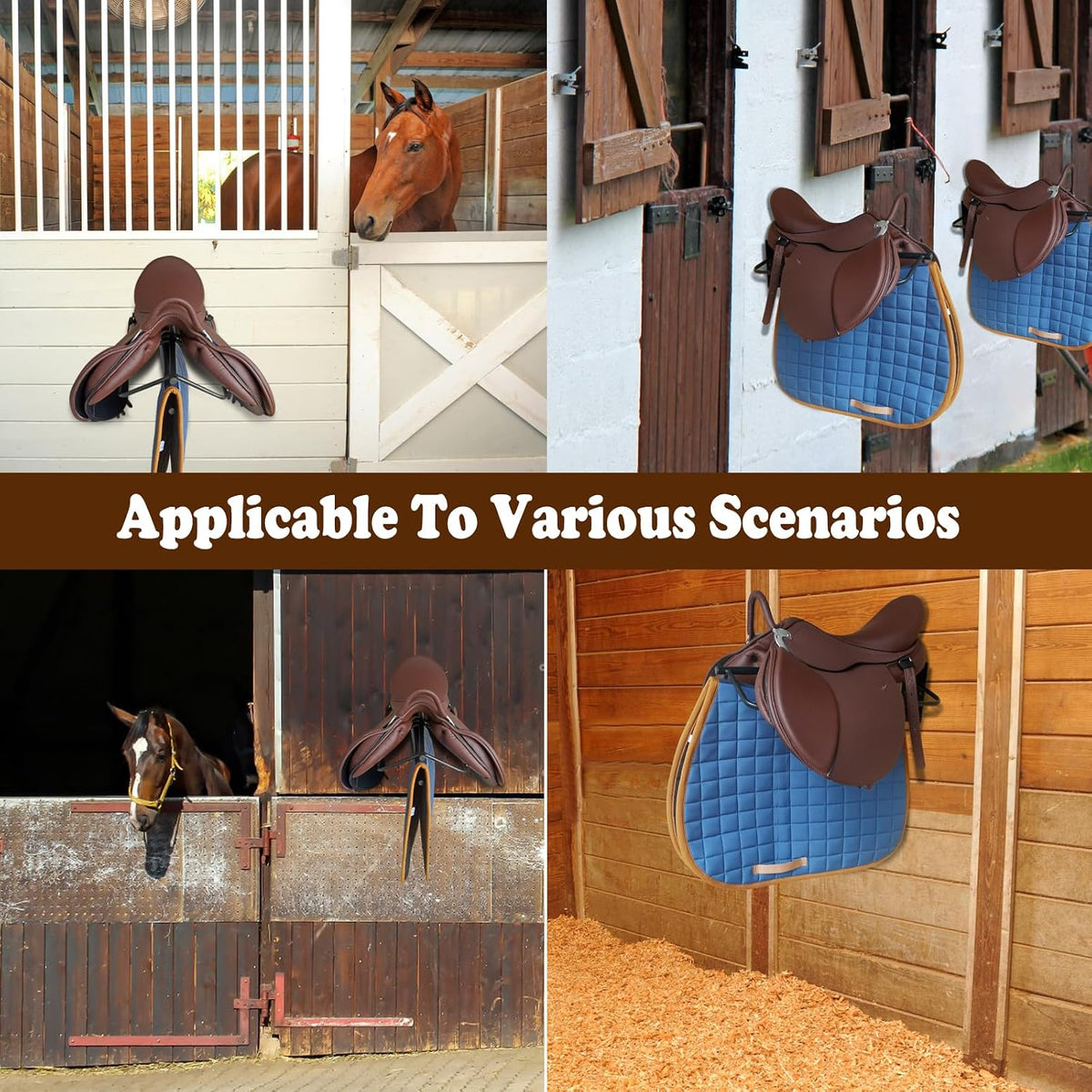 Saddle Rack with Pad Bar for Horse, Heavy Duty Wall Mounted Saddle