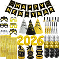 New Years Eve Party Supplies 2026 for 12, New Years Eve Party Decorations, 6 Hat, 6 Glasses, 12 blowouts, 6 Table