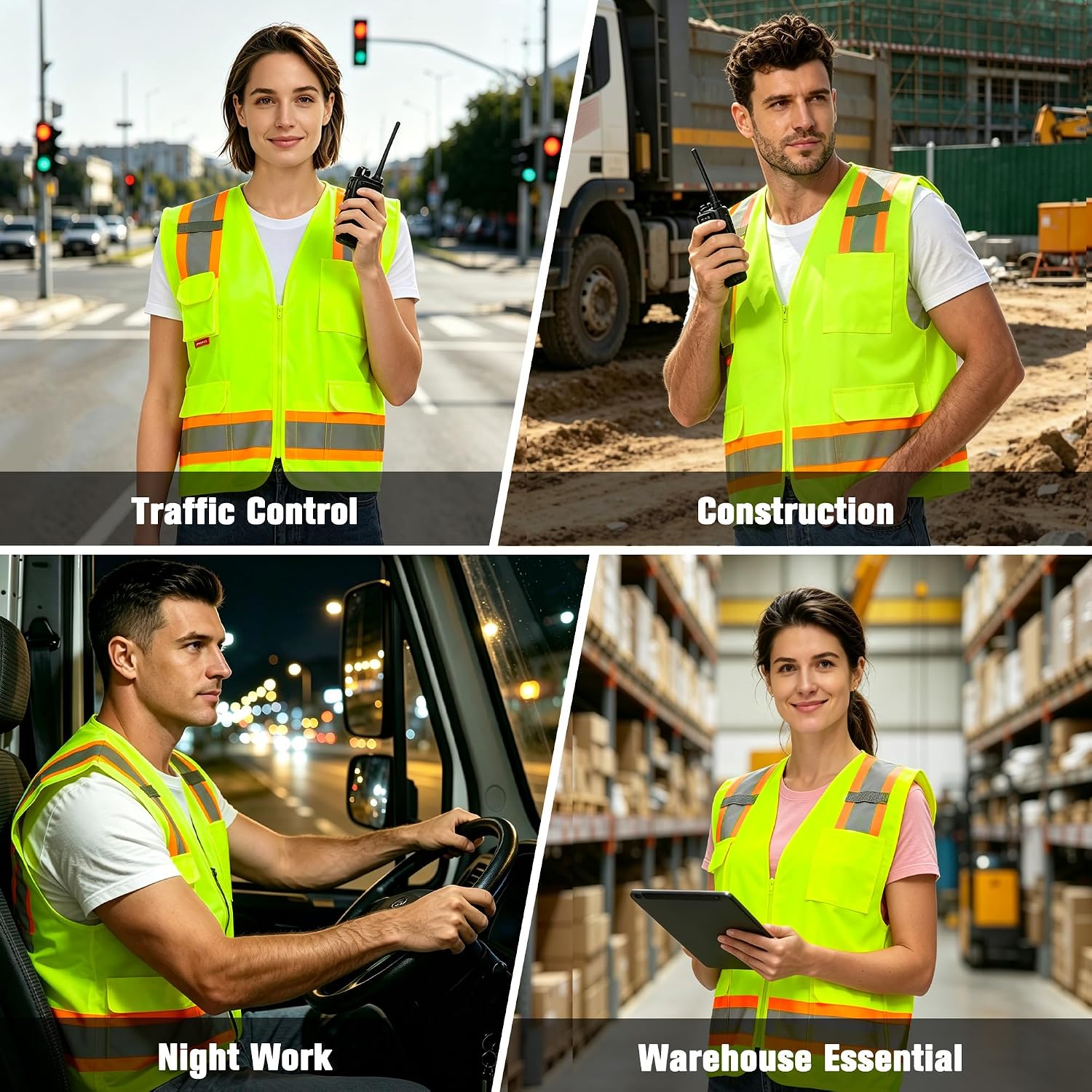 High Visibility ANSI Class 2 Safety Vest with 7 Pockets | Reflective Mesh Safety Vest for Men & Women, Lightweight