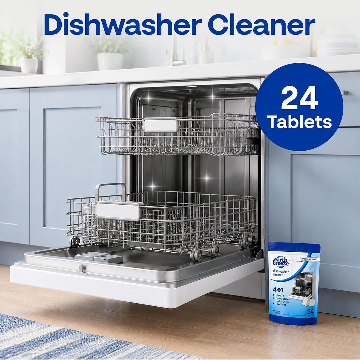 Dishwasher Cleaner Tablets 4-in-1 Fragrance Free