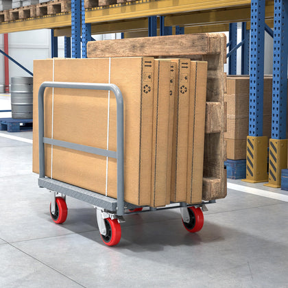 Steel Panel Drywall Cart, 36 x 24 Inch Four Wheeler Dolly, 2in1 Platform Trucks 2000LBS Capacity with 6 Inch Swivel