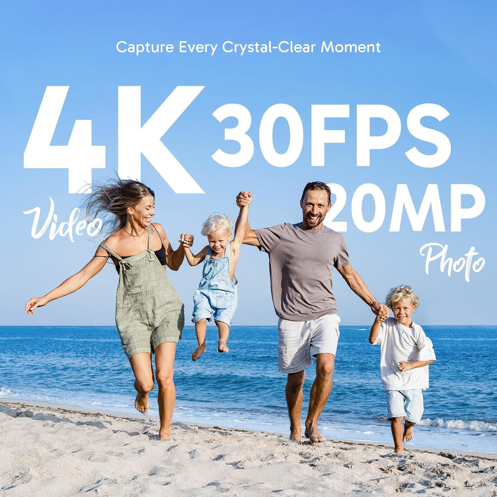 Brave 4 Action Camera 4K 30fps with 64GB MicroSD Card Bundle | 20MP EIS WiFi 170° FOV 5X Zoom Waterproof Underwater