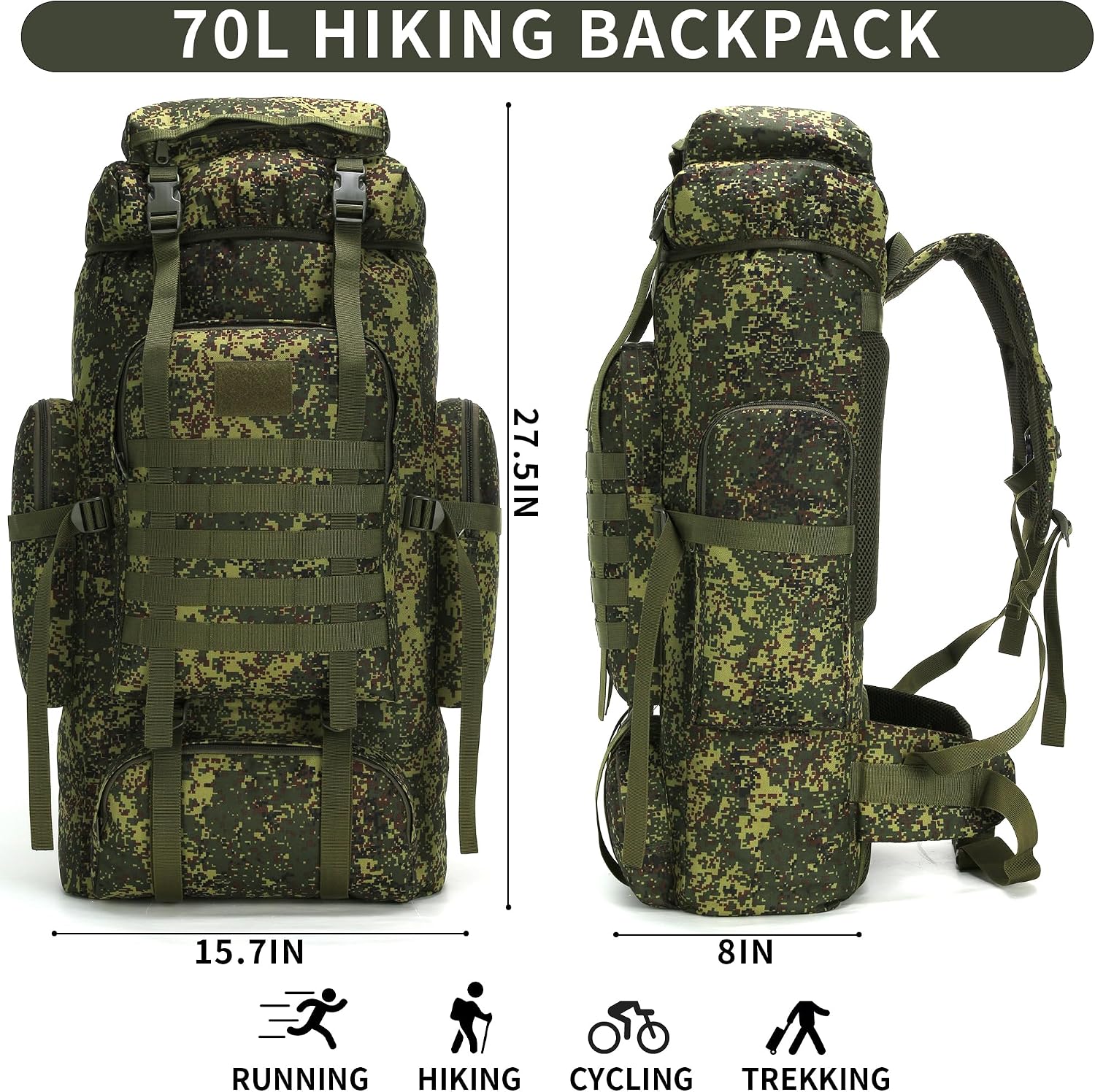 Hiking Backpack for Men 70L/100L Camping Backpack Military Rucksack Molle 3 Days Assault Pack for Climbing | Camping