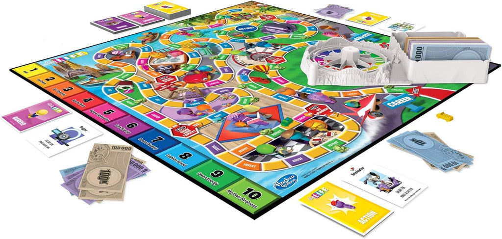 The Game of Life Board Game, Family Games for Kids Ages 8 and Up, Pegs Come in 6 Colors, Family Board Games for 2 to