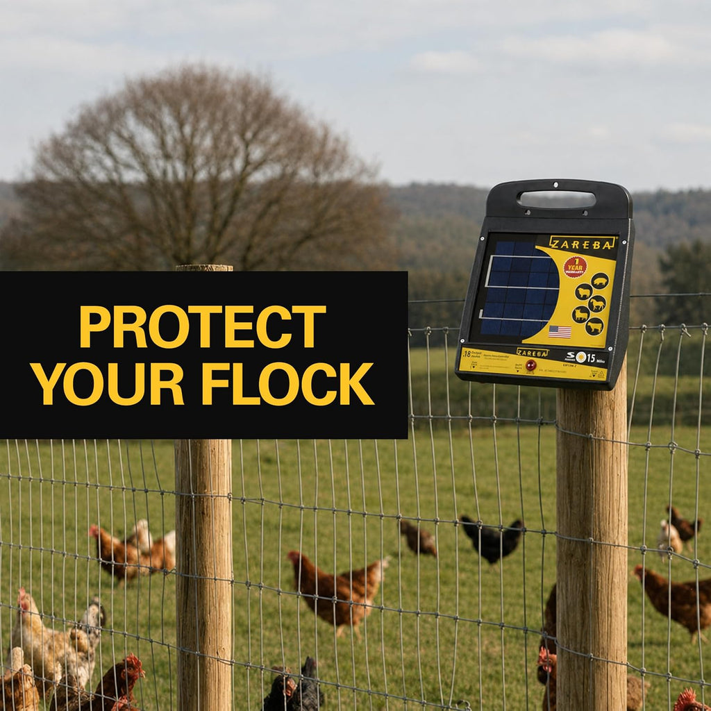 Solar Powered Low Impedance Electric Fence Charger, 15 Mile Solar Powered Electric Fence Energizer, Contain Animals