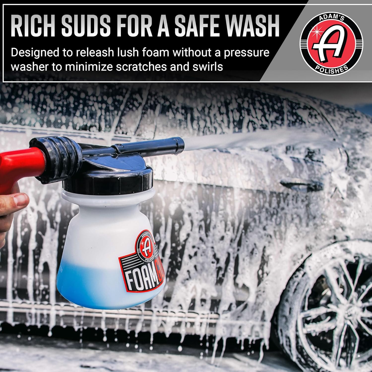 Adam's Foam Gun Car Wash Foam Sprayer - Connects to Garden Hose for Car Washing, No Pressure Washer Required, Use