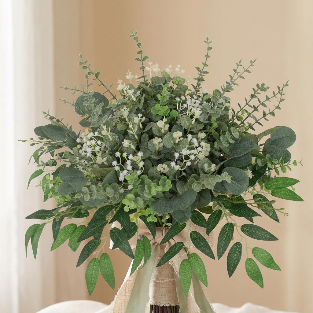 135 Pcs Mixed Eucalyptus Leaves Stems Artificial Greenery Bulk