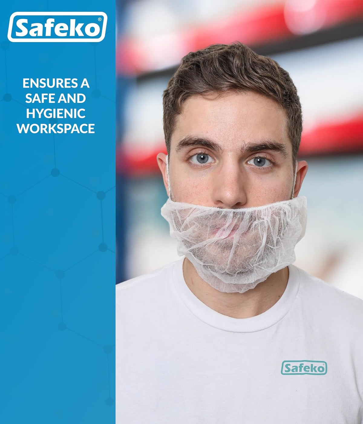 Beard Nets, White Disposable Beard Covers, Beard Net for Food Service, Cooking, Cleaning