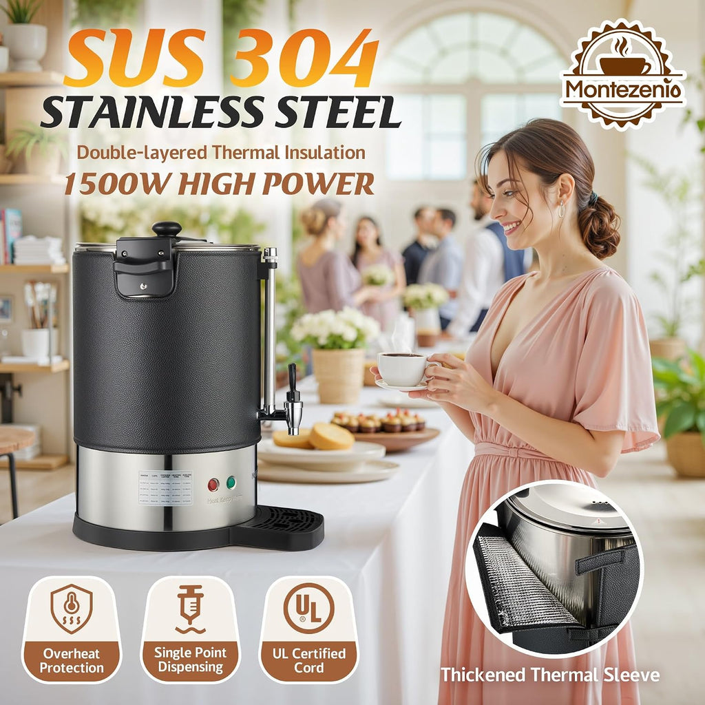 100 Cups Commercial Coffee Urn with Temp Control，Extra Large Coffee Maker
