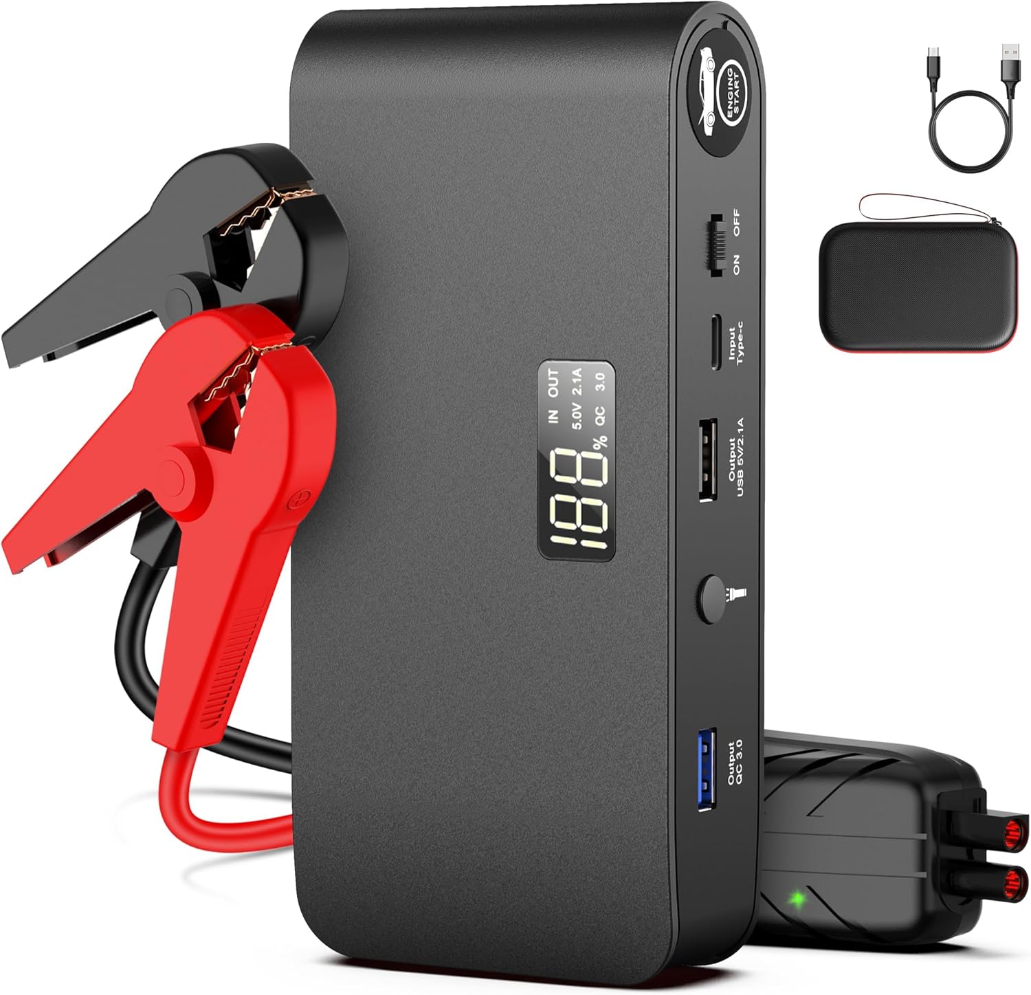 4000A 12V Car Battery Jump Starter 16000mAh for Car Boat Lawnmower