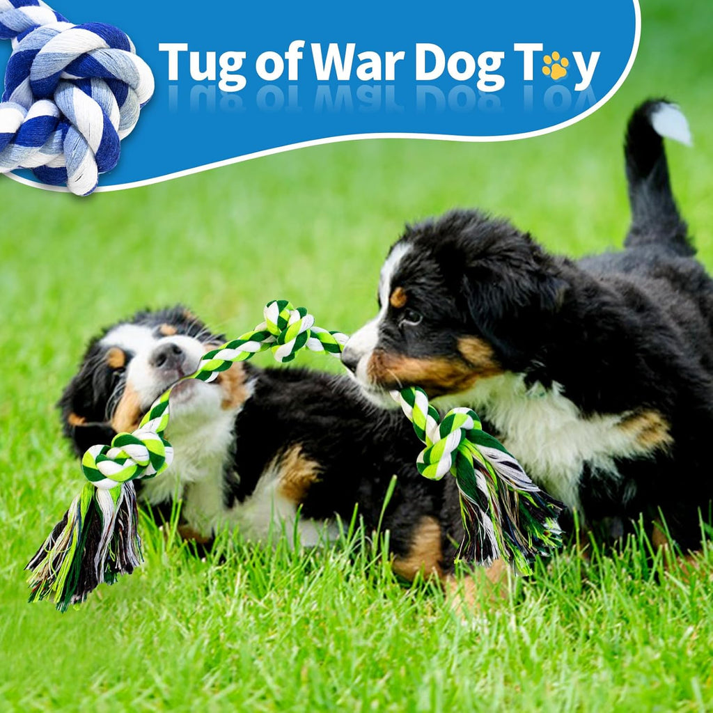 [2 Pack] Dog Rope Toys, Dog Chew Toy for Medium and Small Dogs, 3 Knots Heavy Duty Puppy Rope Toy, 100% Cotton Tug of