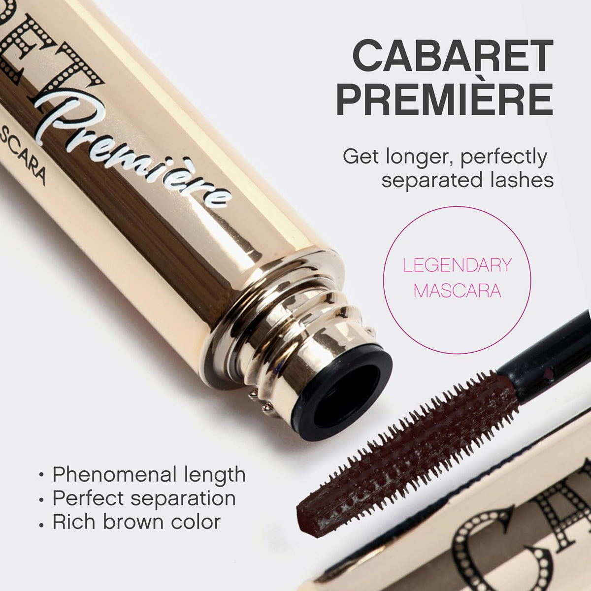 Cabaret Premiere Brown Mascara, Volume and Length, Defining, Curling, No Flaking, No Clumping, Smudge Proof