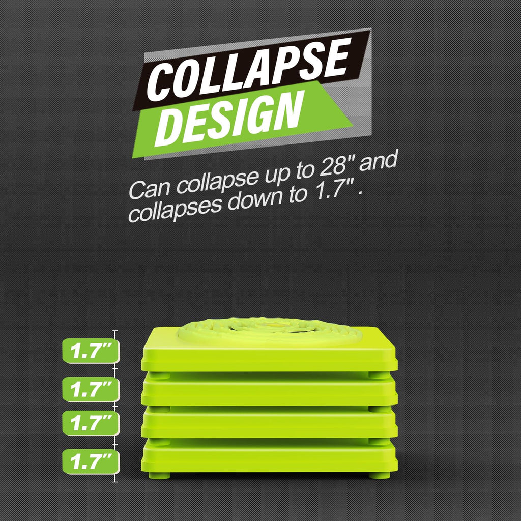 28 Inch 4 Pack Collapsible Traffic Safety Cones with Bag, Green | Pop-up Design, Reflective Collar, Road Safety