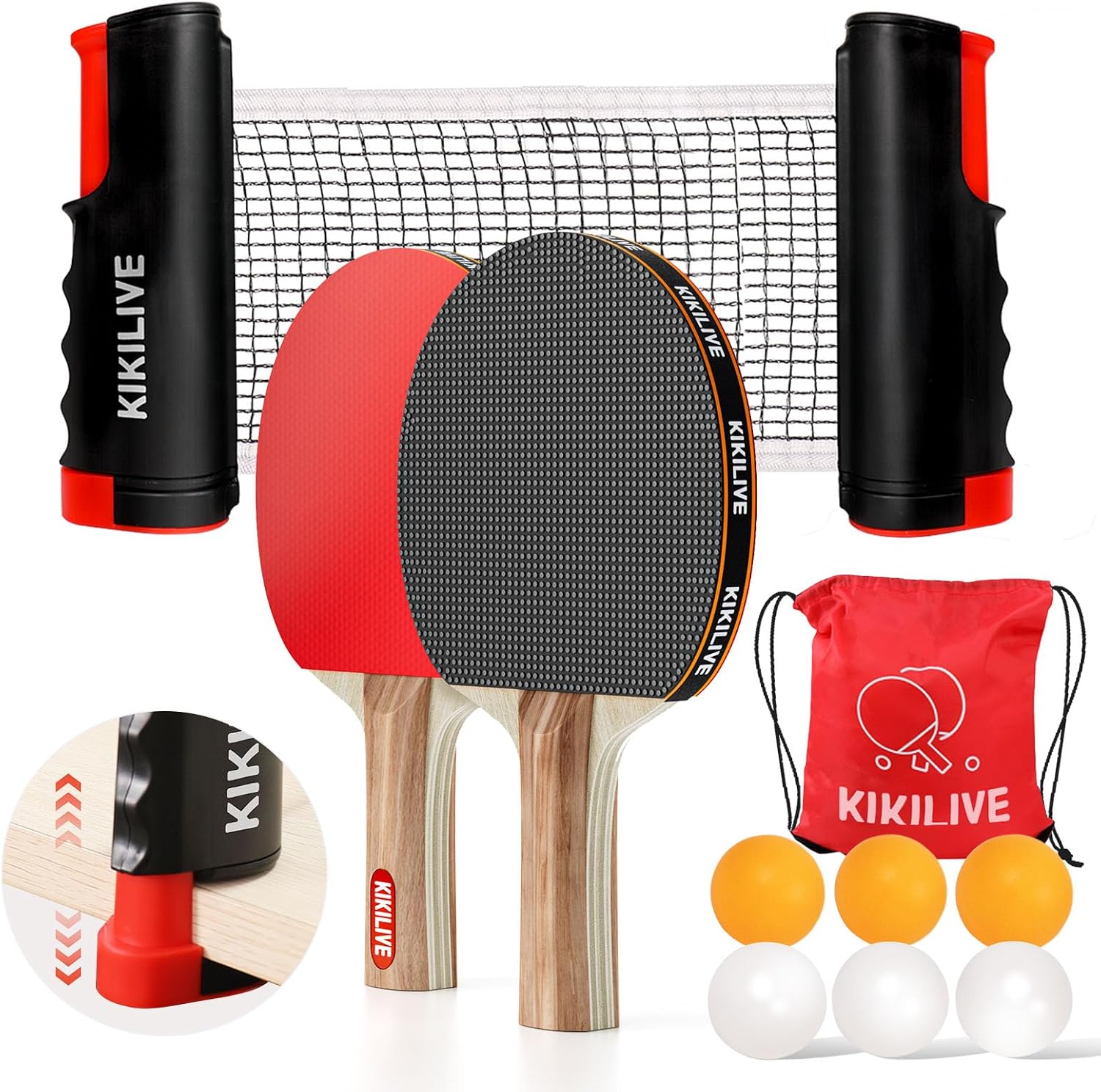 Ping Pong Paddle Set, 2-Sided Different Rubbers, Table Tennis Set | Smooth for Spin. Pimpled for Speed. Net Fits