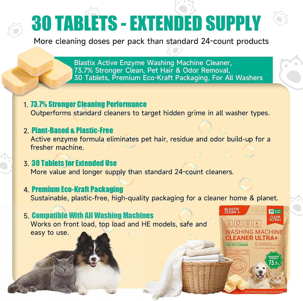 Washing Machine Cleaner Ultra-73.7% Stronger Formula for Pet Owners