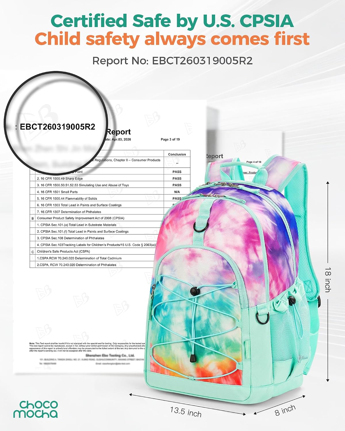 Girls School Backpack Set, Mint Girls Backpack and Lunch Box Set 3 PCS (18 Inch Backpacks