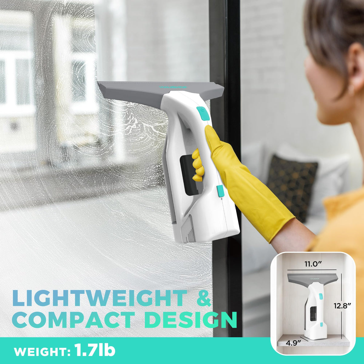 Electric Window Vacuum Squeegee 11", 2000Pa Cordless Cleaner Set
