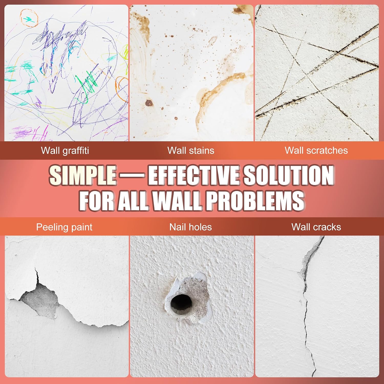 Drywall Repair Kit, 10.6oz Wall Spackle Repair Kit for Wall Hole Repair | Wall Patch Repair with Complete