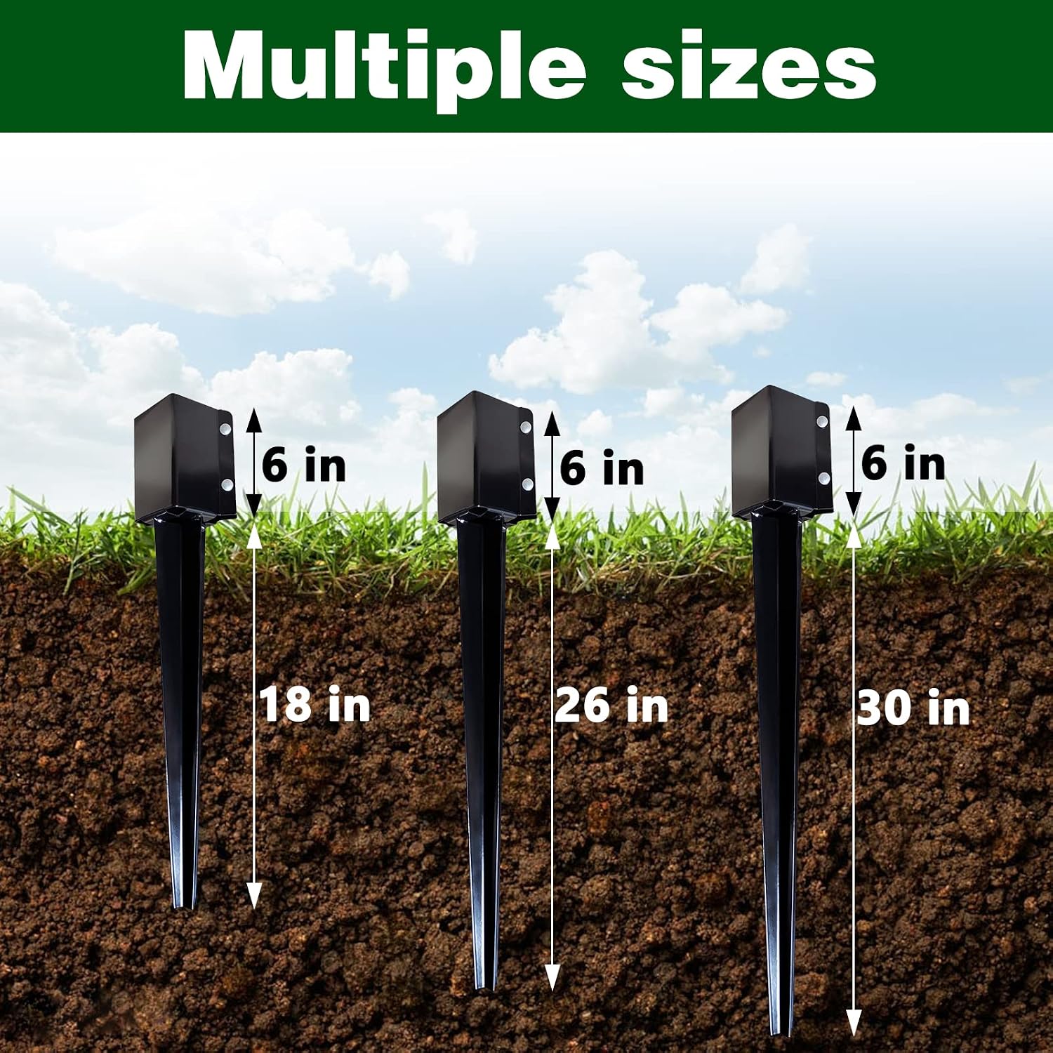 4 Pcs 32 Inch 4"x4" Fence Post Anchor Ground Spike (Fit 3.5"x3.5")