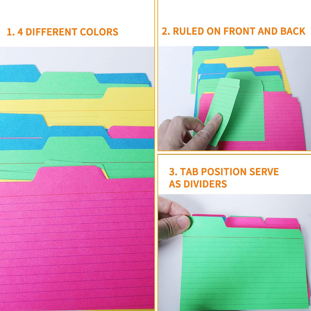 Index Card Holder with 48 Pieces 3x5 Inch Index Card Dividers | Collapsible Fireproof Index Card Box with Lock fits