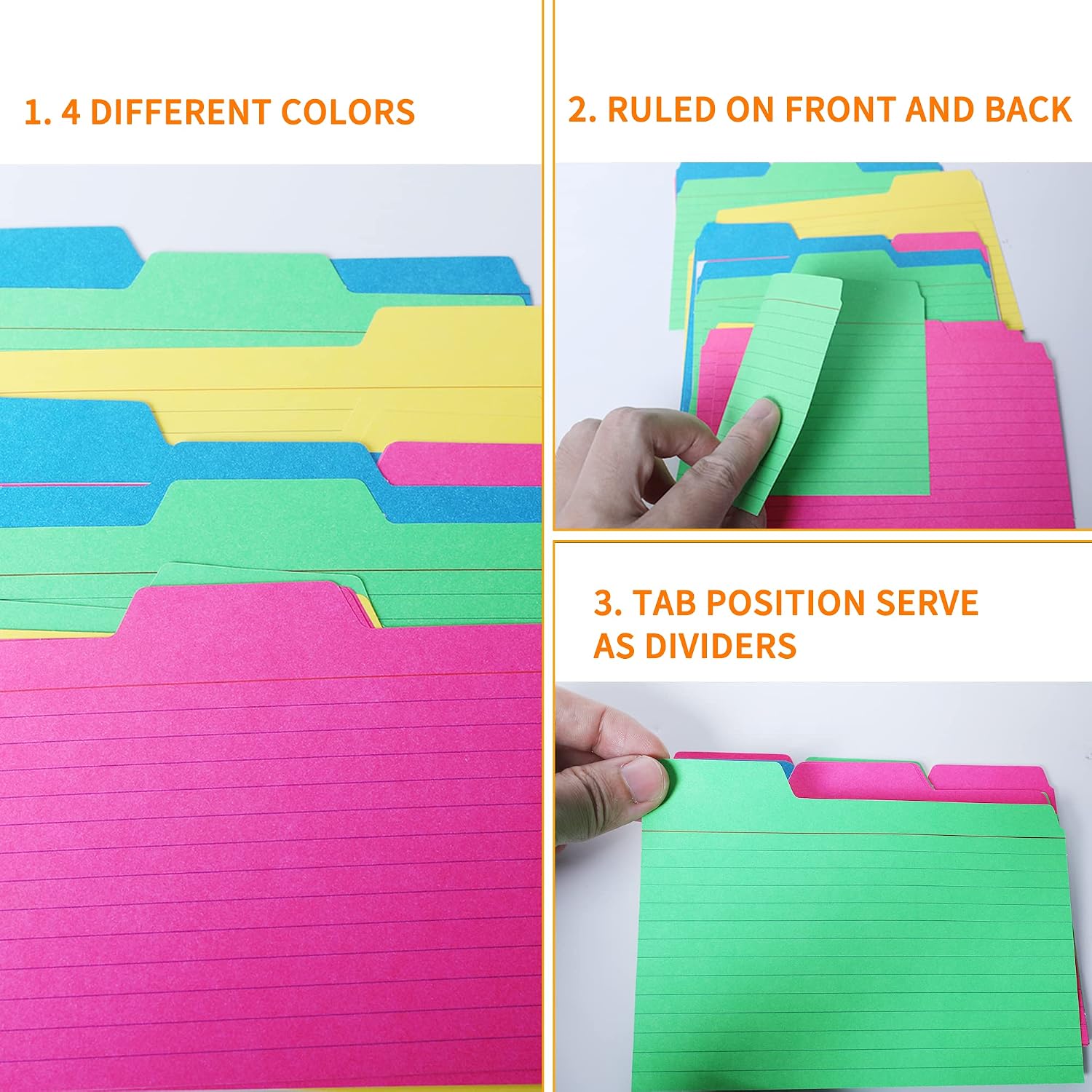 Index Card Holder with 48 Pieces 3x5 Inch Index Card Dividers | Collapsible Fireproof Index Card Box with Lock fits