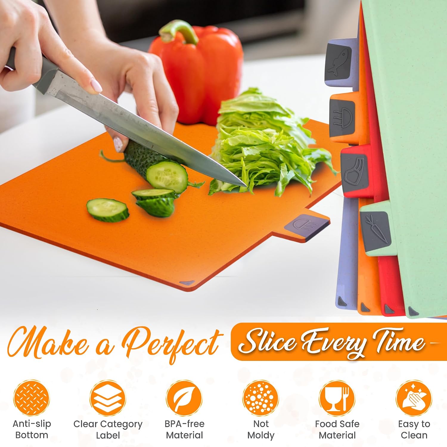 4-Piece Non-Toxic Cutting Board Set with Premium Scissors – BPA-Free Plastic and Rubber Chopping Boards for Kitchen