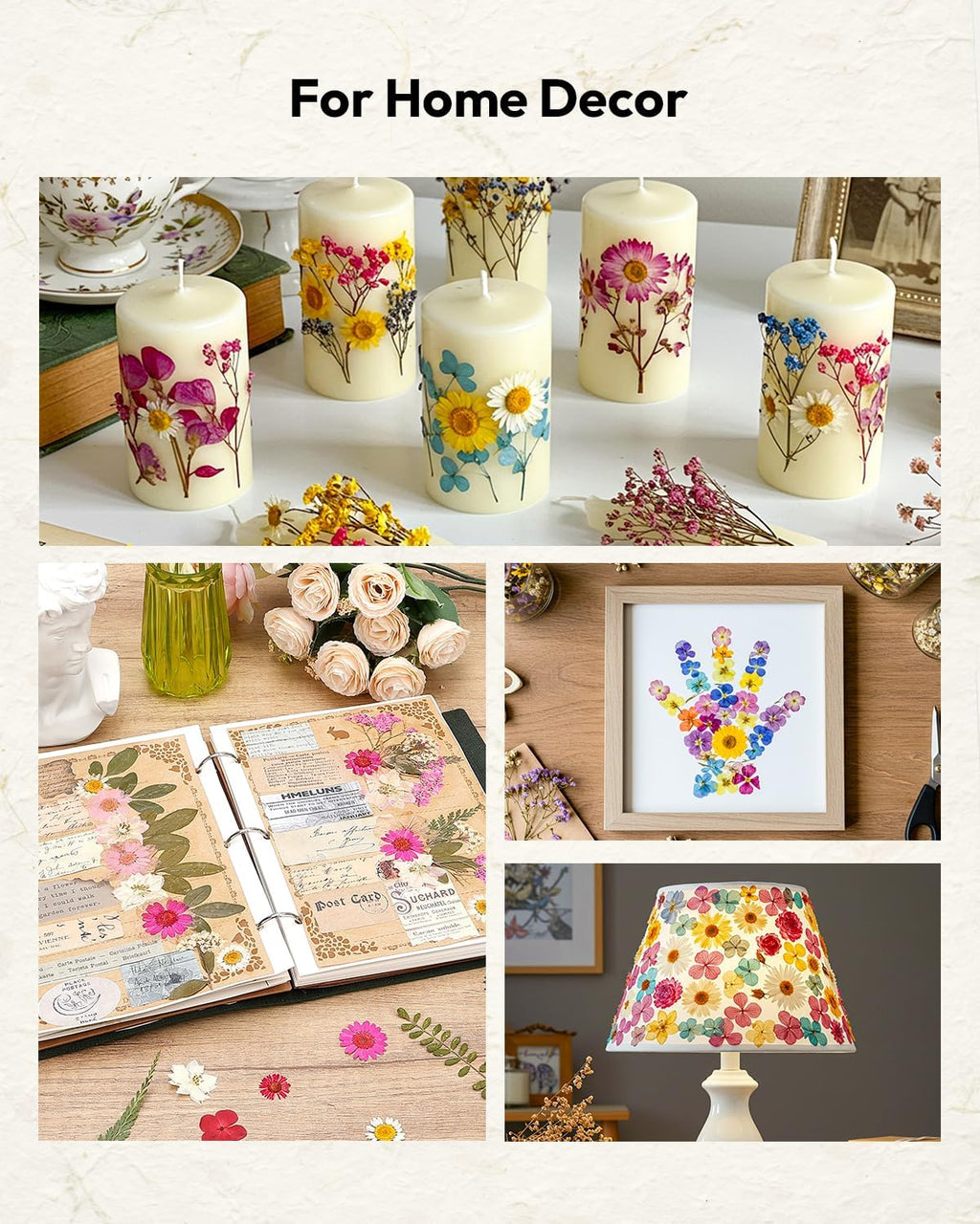Dried Flowers, Resiners 100Pcs Pressed Flowers for Craft Purple Real Natural Dried Flowers Dry Leaves Kit for DIY