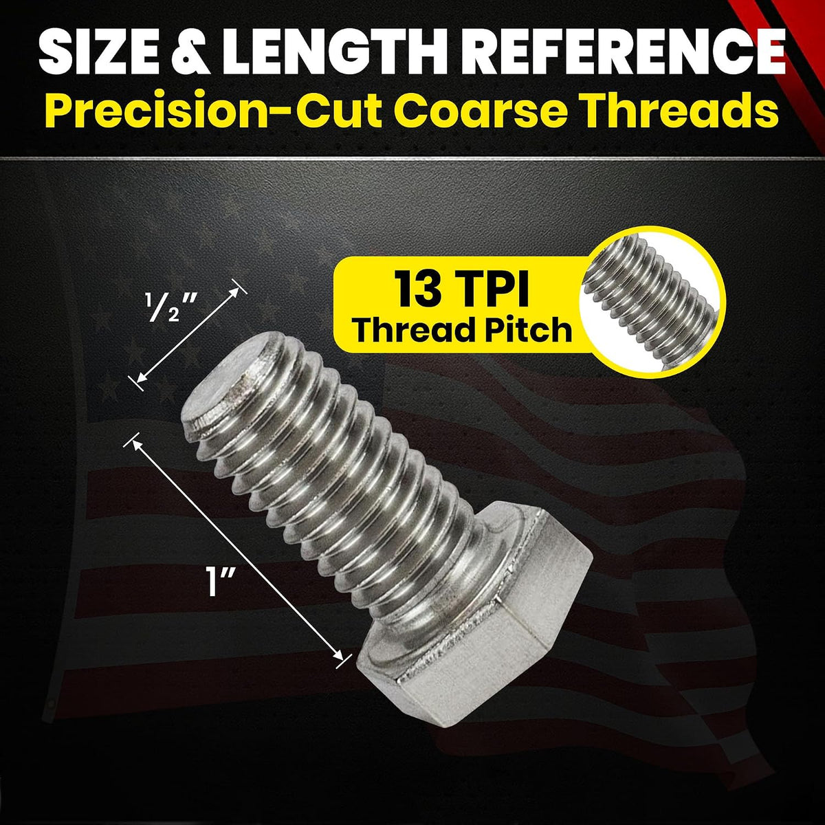Chenango Supply 1/2-13 x 1 Stainless Steel Hex Head Bolts