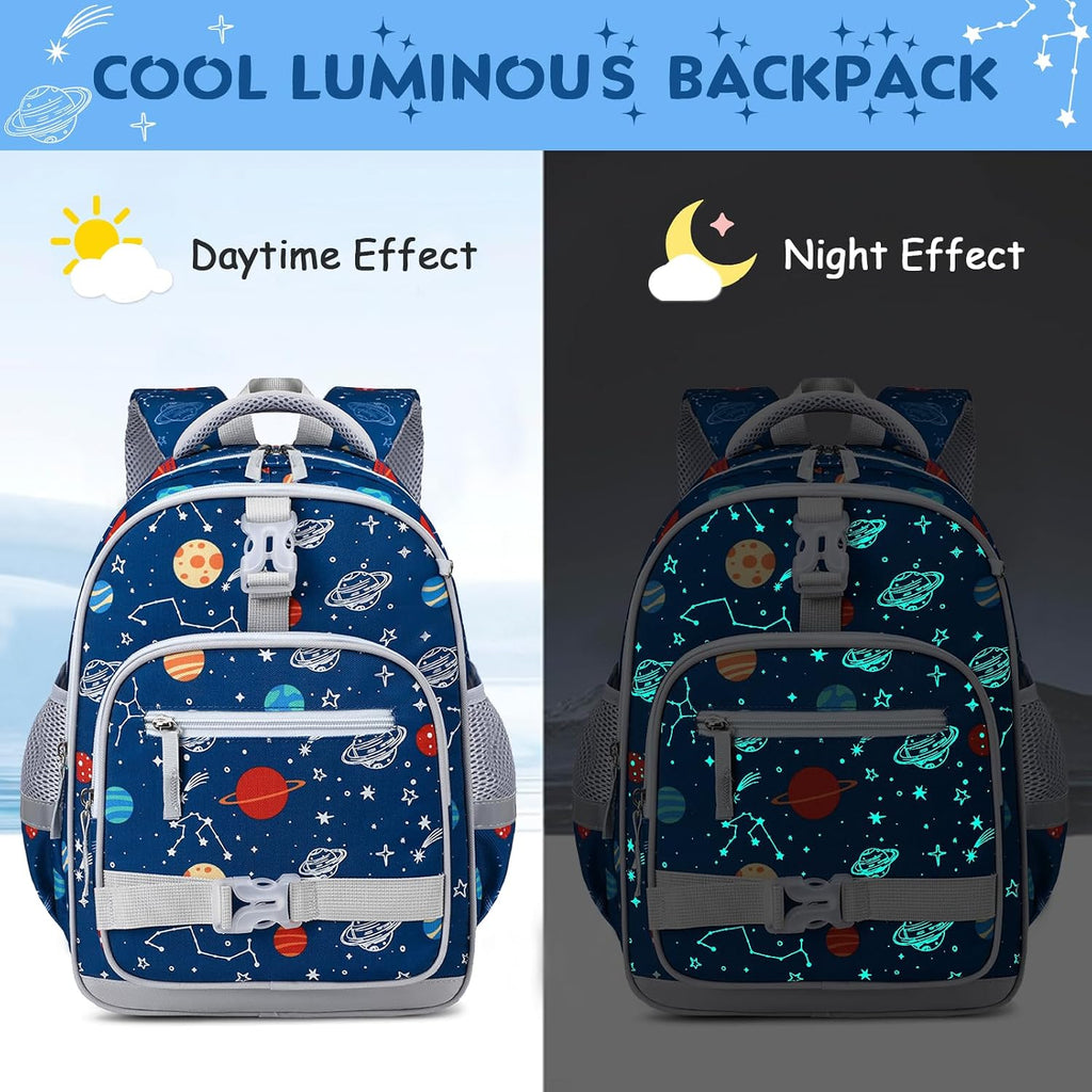 Backpack for Boys 5-8 - 15inch Luminous Lightweight Boys Backpack for School Travel Daycare - Durable Kids Backpack