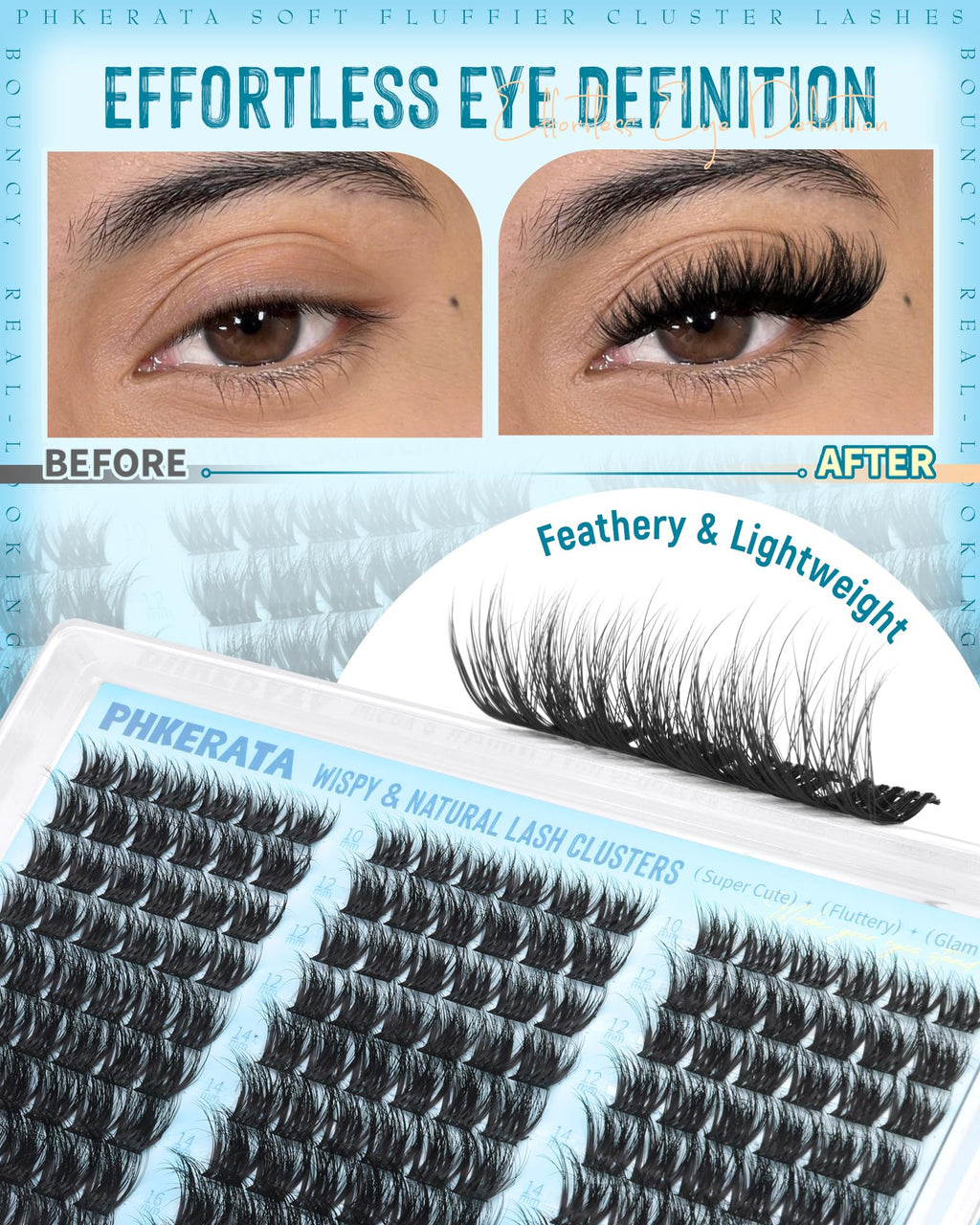 Fluffy Lash Clusters Kit Wispy DIY Eyelash Clusters for Volume