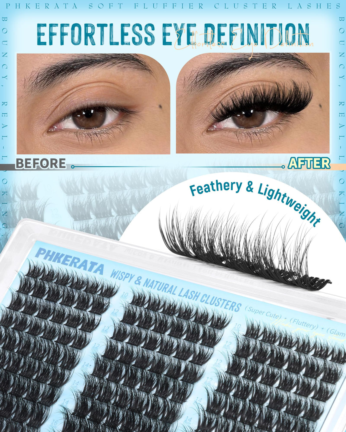 Fluffy Lash Clusters Kit Wispy DIY Eyelash Clusters for Volume