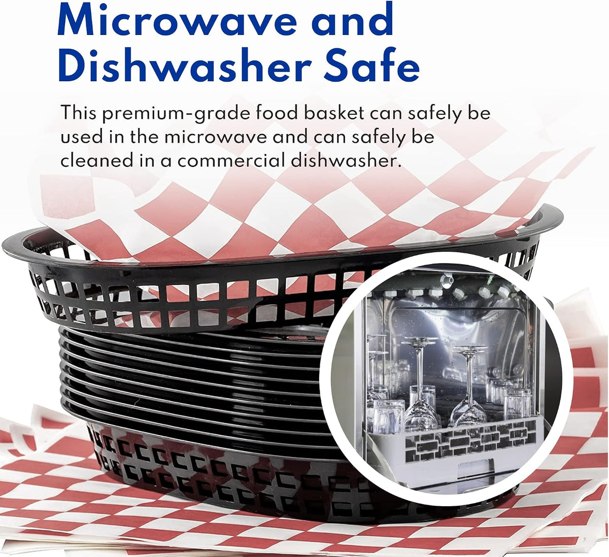 Fast Food Baskets, 9 1/4 x 6 Inch Oval, Black